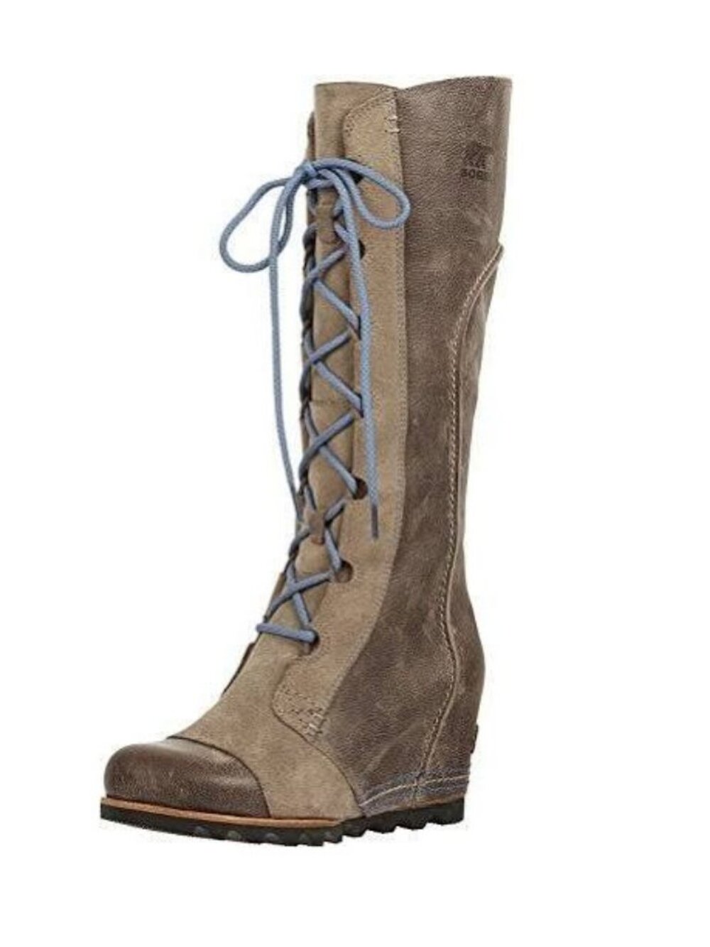 Sorel Cate Great Wedge Tall Boot Green Distressed Leather Pebble/ Atmosphere